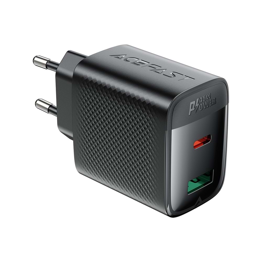 Acefast 45W PD USB-C + USB-A 2 Port Hızlı Şarj Aleti Isı Düşüren GaN Destekli Akım Korumalı Güç Adaptörü iPhone & Android & iPad