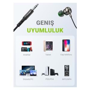 Acefast 3.5mm Kablolu HD Mikrofonlu Kulaklık Uzaktan Kumandalı Aux Girişli Kulaklık 1.2 Metre - Siyah - L4 (Acefast Türkiye Garantili)