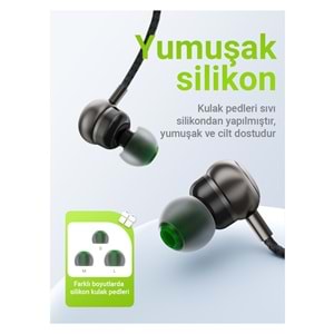Acefast 3.5mm Kablolu HD Mikrofonlu Kulaklık Uzaktan Kumandalı Aux Girişli Kulaklık 1.2 Metre - Siyah - L4 (Acefast Türkiye Garantili)