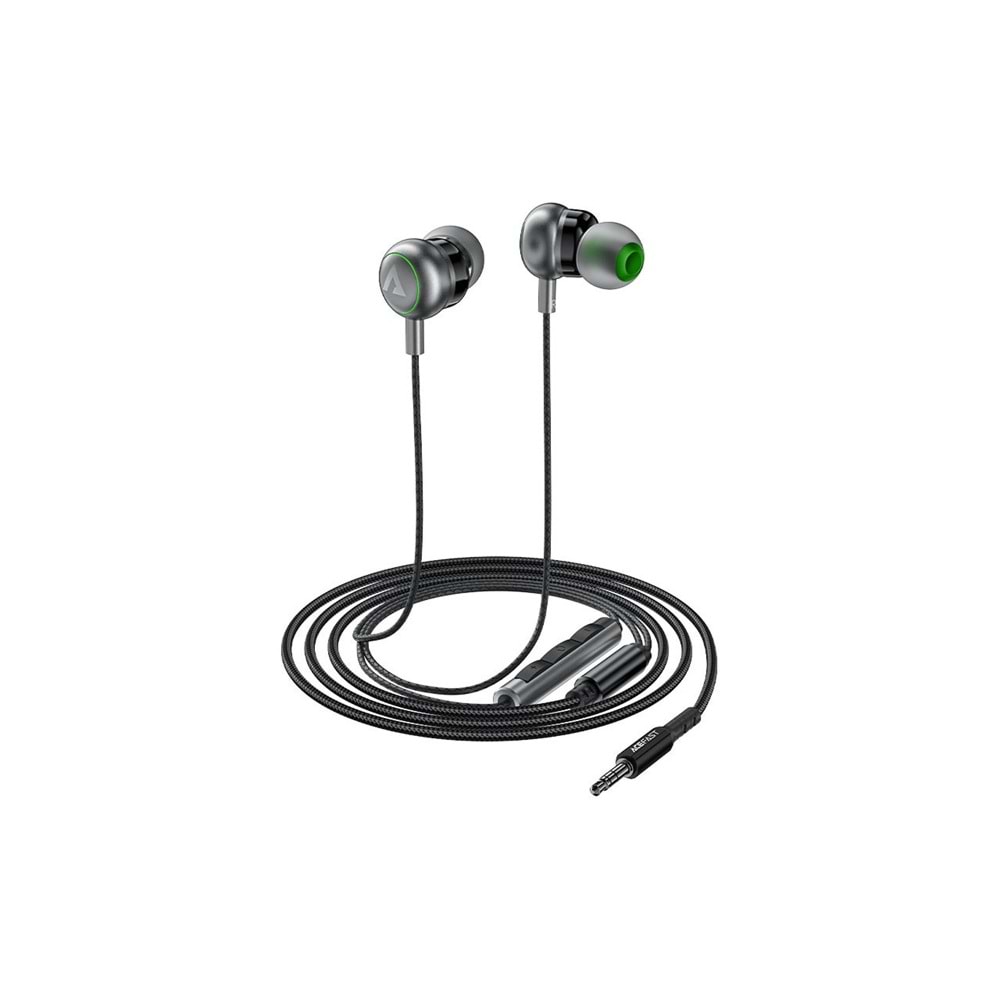 Acefast 3.5mm Kablolu HD Mikrofonlu Kulaklık Uzaktan Kumandalı Aux Girişli Kulaklık 1.2 Metre - Siyah - L4 (Acefast Türkiye Garantili)