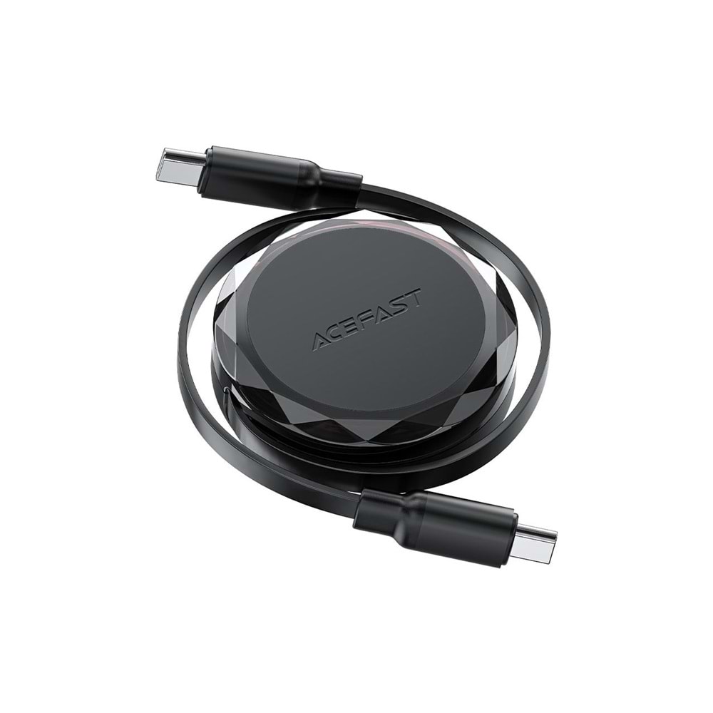Acefast USB-C to USB-C Makaralı Kablo 60W Güç 0.8 Metre PPS 2.0 - Super Hızlı Şarj - Apple Uyumlu Type-C Şarj Data Kablosu - C13-03 (Acefast Türkiye Garantili)