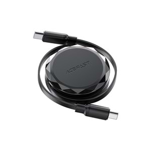Acefast USB-C to USB-C Makaralı Kablo 60W Güç 0.8 Metre PPS 2.0 - Super Hızlı Şarj - Apple Uyumlu Type-C Şarj Data Kablosu - C13-03 (Acefast Türkiye Garantili)