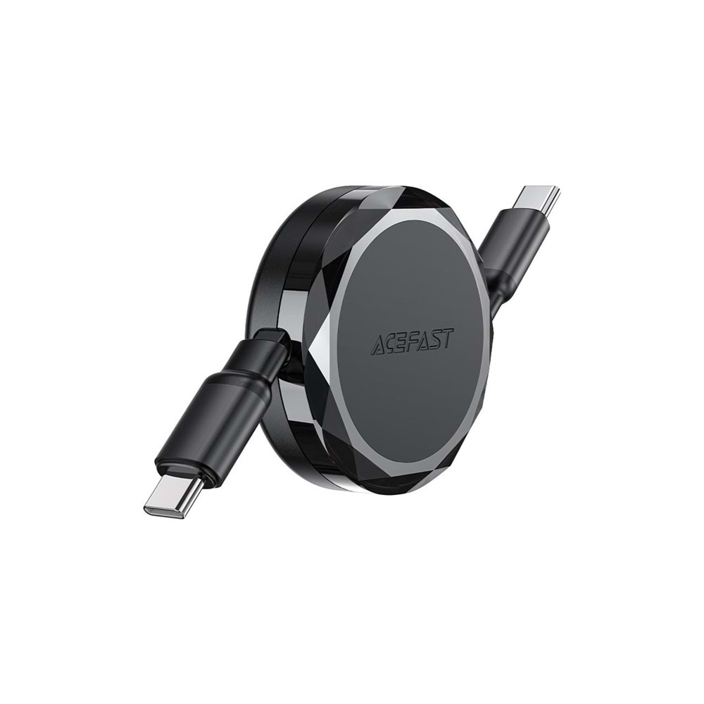 Acefast USB-C to USB-C Makaralı Kablo 60W Güç 0.8 Metre PPS 2.0 - Super Hızlı Şarj - Apple Uyumlu Type-C Şarj Data Kablosu - C13-03 (Acefast Türkiye Garantili)