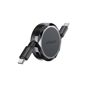 Acefast USB-C to USB-C Makaralı Kablo 60W Güç 0.8 Metre PPS 2.0 - Super Hızlı Şarj - Apple Uyumlu Type-C Şarj Data Kablosu - C13-03 (Acefast Türkiye Garantili)