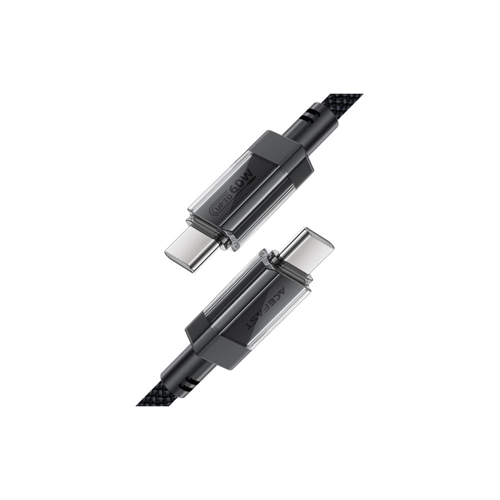 Acefast USB-C to USB-C PD60W Güç 1.2 Metre Kablo PPS 2.0 - Super Hızlı Şarj - Apple Uyumlu Type-C Şarj Data Kablosu - C12-03