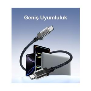 Acefast USB-C to USB-C PD60W Güç 1.2 Metre Kablo PPS 2.0 - Super Hızlı Şarj - Apple Uyumlu Type-C Şarj Data Kablosu - C12-03