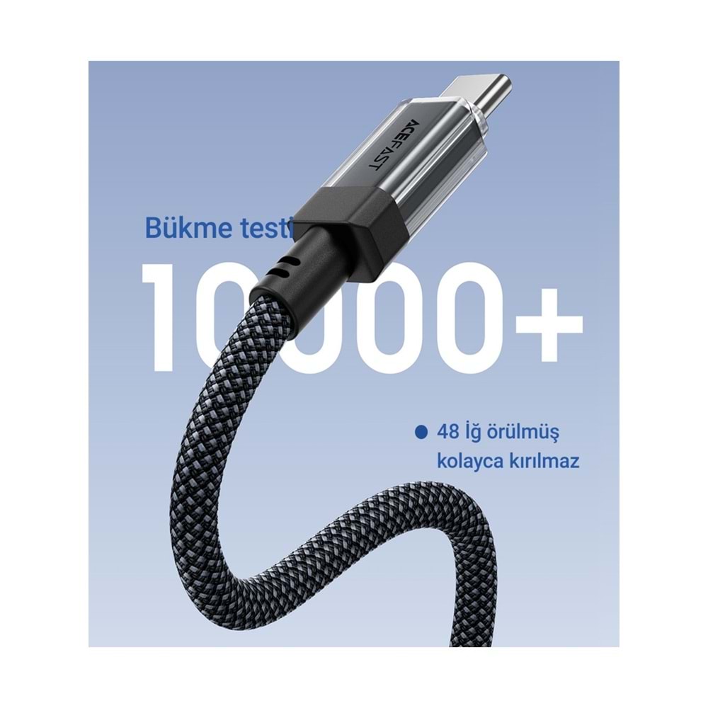 Acefast USB-C to USB-C PD60W Güç 1.2 Metre Kablo PPS 2.0 - Super Hızlı Şarj - Apple Uyumlu Type-C Şarj Data Kablosu - C12-03