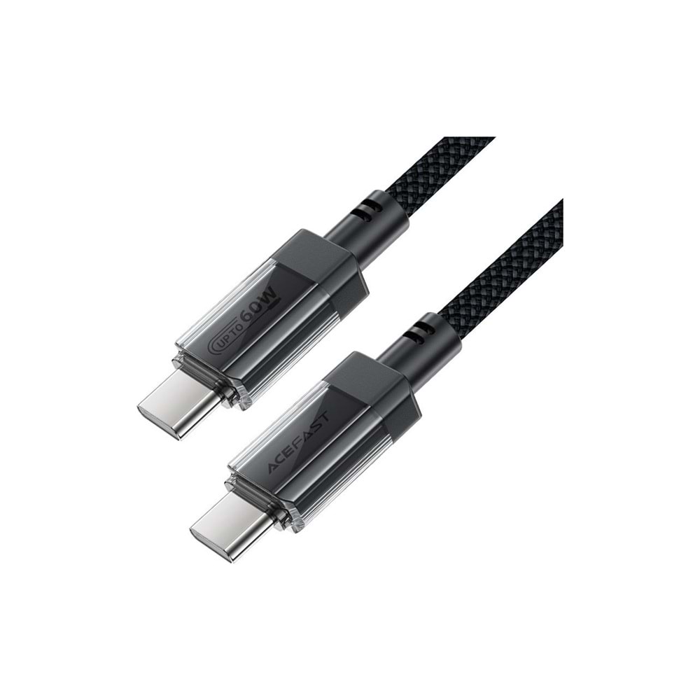 Acefast USB-C to USB-C PD60W Güç 1.2 Metre Kablo PPS 2.0 - Super Hızlı Şarj - Apple Uyumlu Type-C Şarj Data Kablosu - C12-03