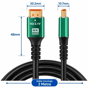 Hdmi 2.1 8K Ultra Hd Kablo 2 Metre 48Gbps 4K 120Hz Altın Uçlu Kablo Led Tv 6122
