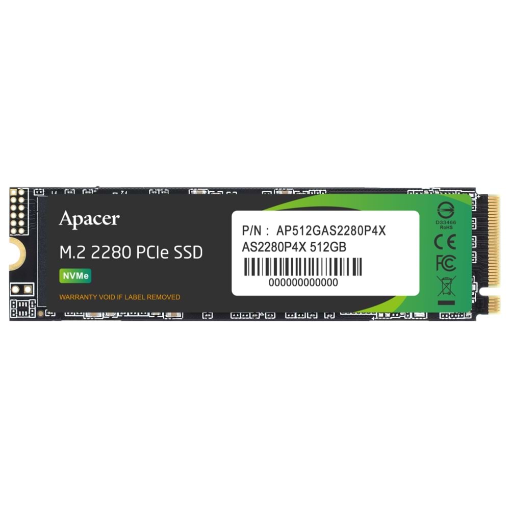 Apacer AS2280P4X-1 512GB 2100/1500MB/s NVMe PCIe M.2 SSD Disk (AP512GAS2280P4X-1)