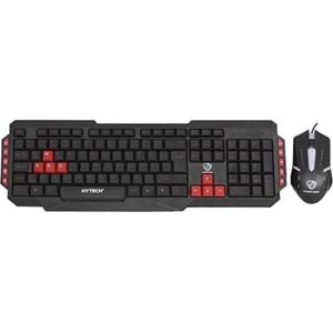 Hytech Hyk-46 Gamy Combo Siyah USB Kırmızı Tuşlu Q Gaming Oyuncu Klavye + Mouse Set